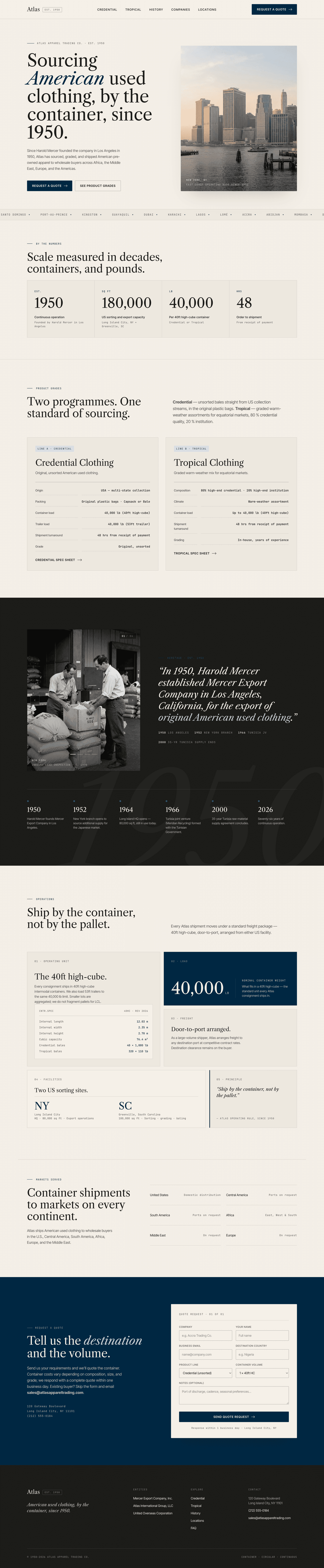Screenshot of the Apparel wholesaler & exporter website
