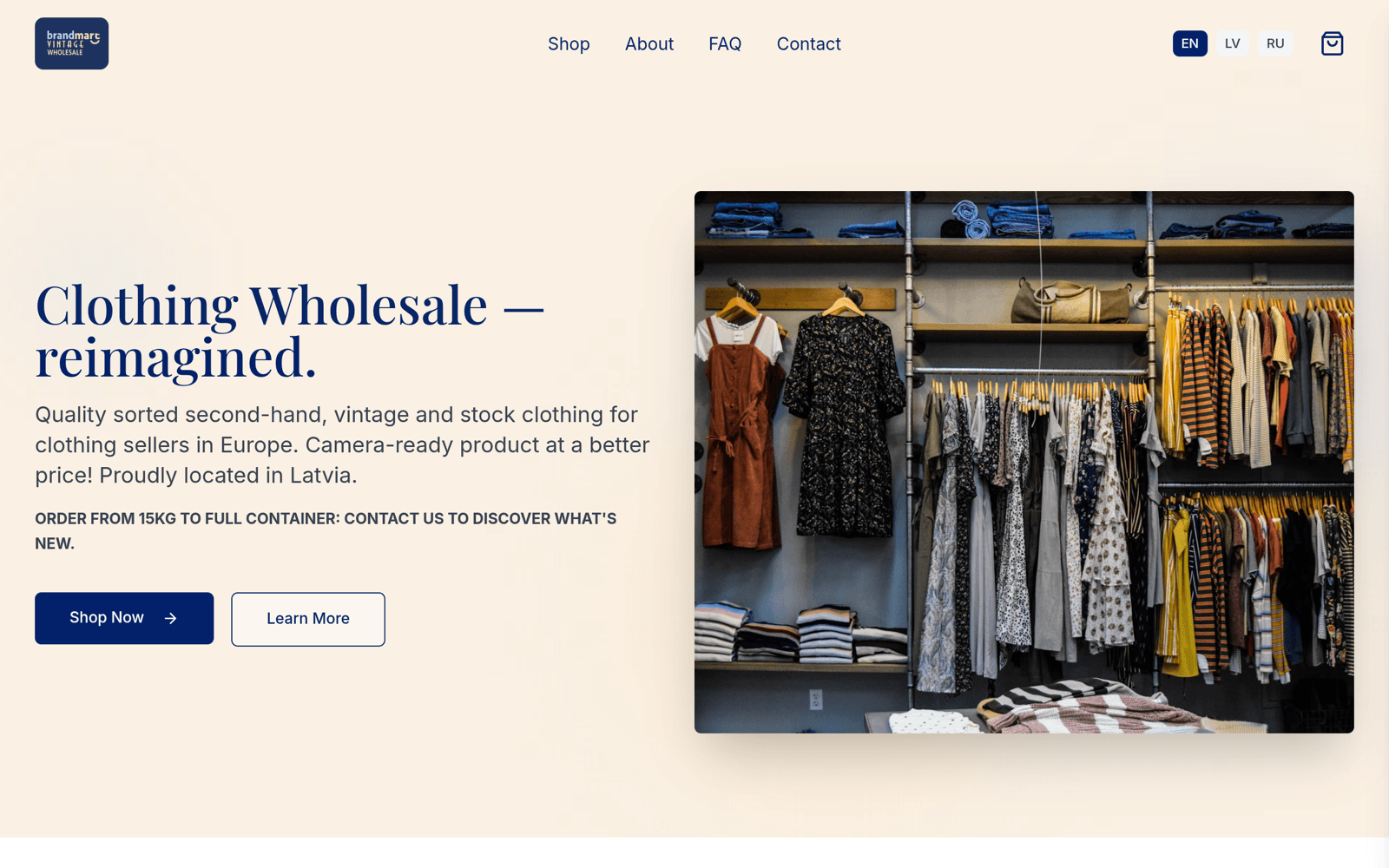 Screenshot of the Brandmart Wholesale website