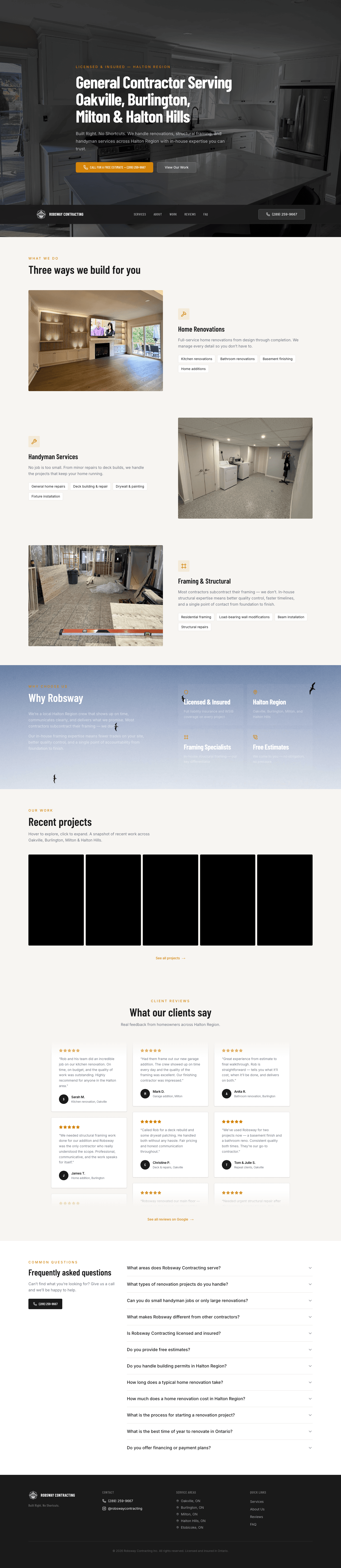 Screenshot of the Robsway Contracting website